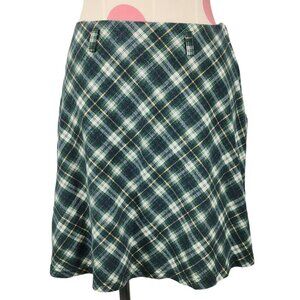 Vintage New Moves Plaid Skirt Girls Size 14 Belt Loops Side Zip 90's Green White